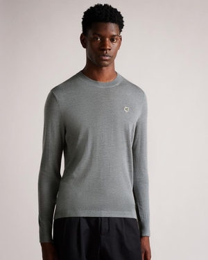 Pull Ted Baker Merino Wool Crew Neck Grise Homme | FVV-48941123